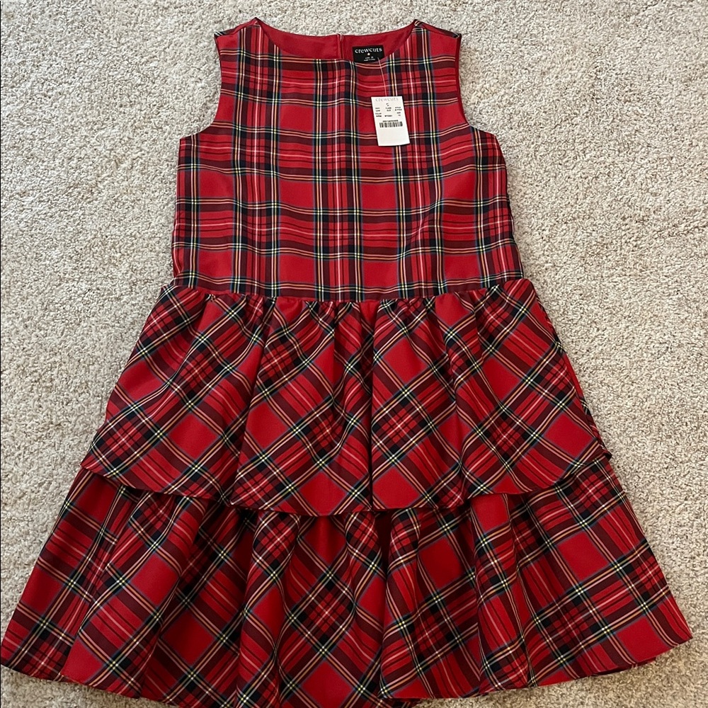 Girls size 10 Crewcuts holiday red plaid dress